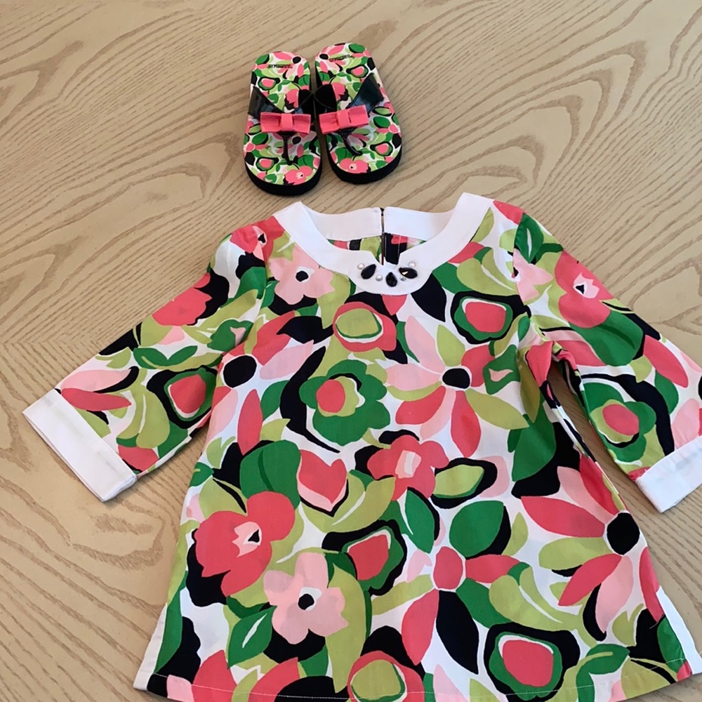 Gymboree size5 floral swim coverup with flip flops